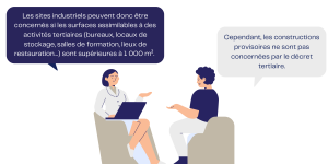 femme-qui-explique-a-un-homme-les-structures-concernees-par-le-decret-tertiaire