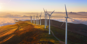 repowering des éoliennes dans la nature sur des collines